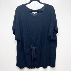 &. Layered Womens Top 2X Tie Front Relaxed Stretch Office Career Workwear Dressy